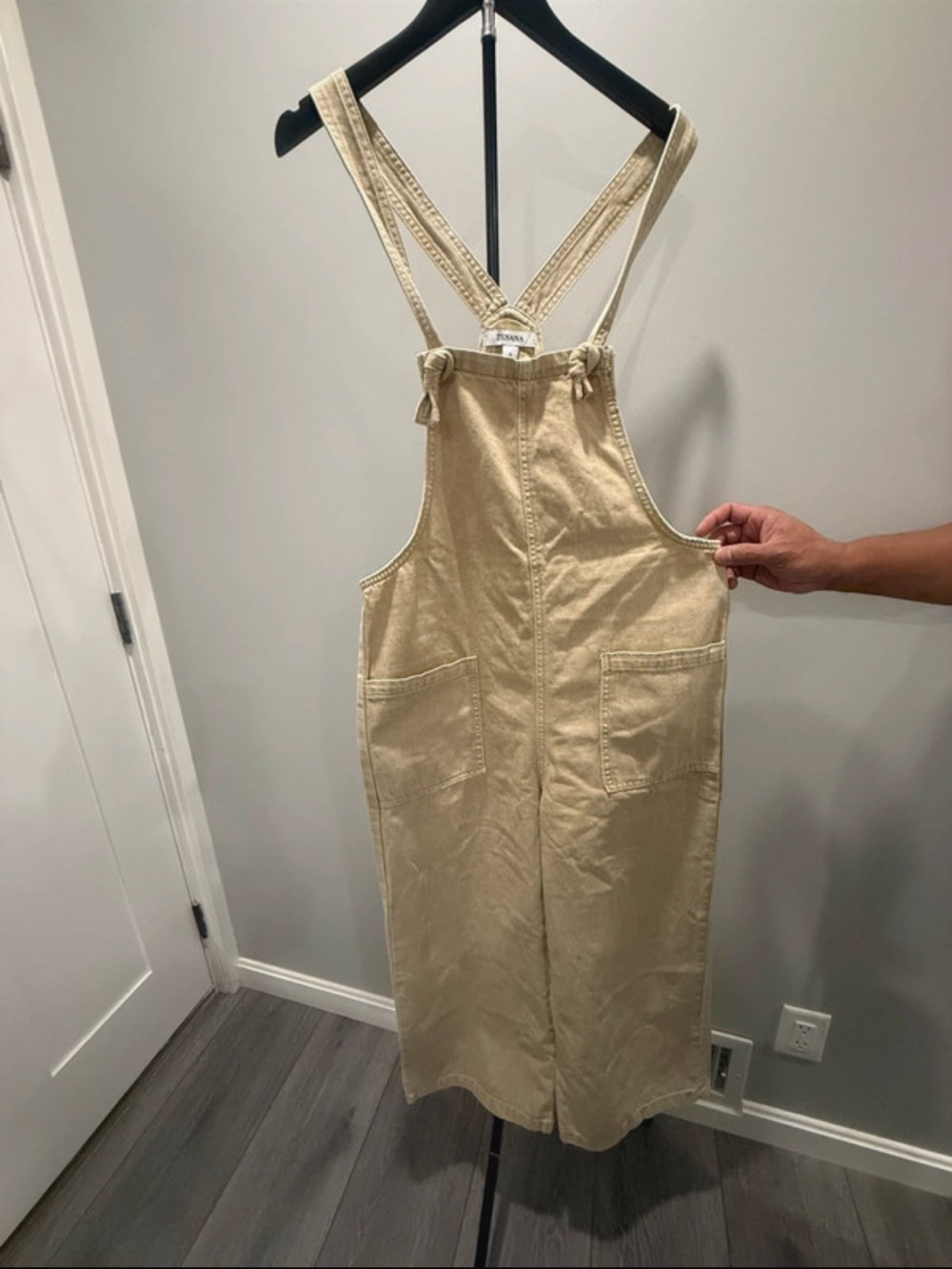 Zenana Outfitters Light Beige Overall pants  with Front Pockets